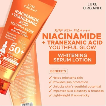 Luxe Organix Niacinamide + Tranexamic Acid Youthful Glow Whitening Serum Lotion
