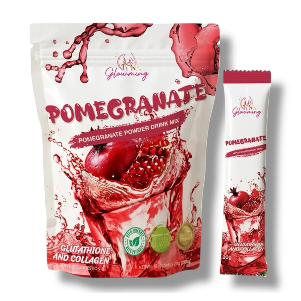 Glowming Pomegranate With Glutathione & Collagen Powder Drink Mix Glowming Pomegranate With Glutathione & Collagen Powder Drink Mix