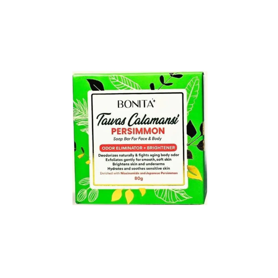 BONITATawasCalamansiPersimmonSoap_OdorEliminator_Brightener_80g BONITA KALAMANSI GREEN SOAP - Image 1