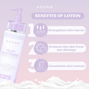 Adorn Milky Whitening Body Lotion SPF50 – 200ml - Image 4