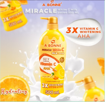 A Bonne Miracle White C Milk Lotion 500ml, 3x Vitamin C and AHA, 3x Whitening Hydrating - Image 3