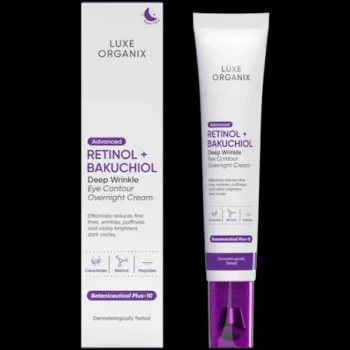 LUXE ORGANIX Advanced Retinol + Bakuchiol Deep Wrinkle Eye Contour Overnight Cream