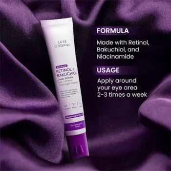LUXE ORGANIX Advanced Retinol + Bakuchiol Deep Wrinkle Eye Contour Overnight Cream - Image 3