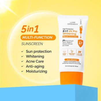 Luxe Organix 5in1 UV Pro Whitening Serum Sunscreen SPF 47 PA+++ 40ml - Image 4
